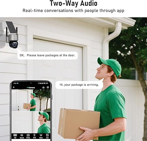 Miniatura 6 de Cámara de seguridad solar inalámbrica 4K para exteriores, lentePTZ de 360, cámara de vigilancia, visión nocturna a color, WiFi de 5 GHz, 2.4 Hz,