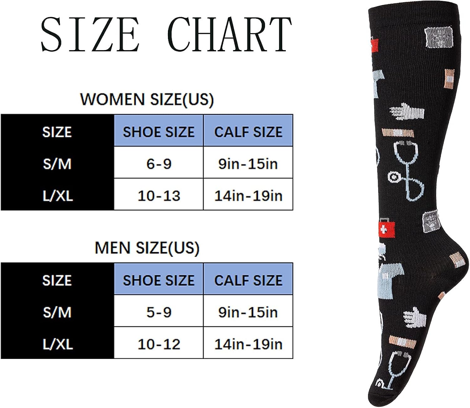 Miniatura 4 de 4 Pairs Compression Socks for Women & Men, Support Compression Sock 20-30 mmHg for Nurses, Pregnancy, Nursing, Flying, Running, Travel