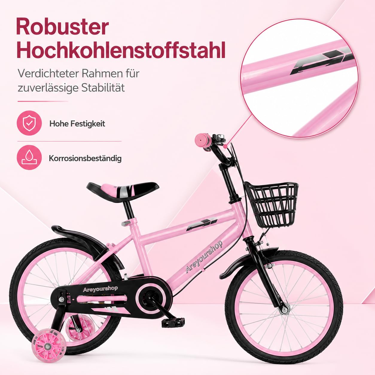 Bicicleta de 18 pulgadas para niños, Asiento ajustable y manillar, Marco de acero al carbono, Frenos dobles, rueda de radios a prueba de golpes, ruedas magnéticas