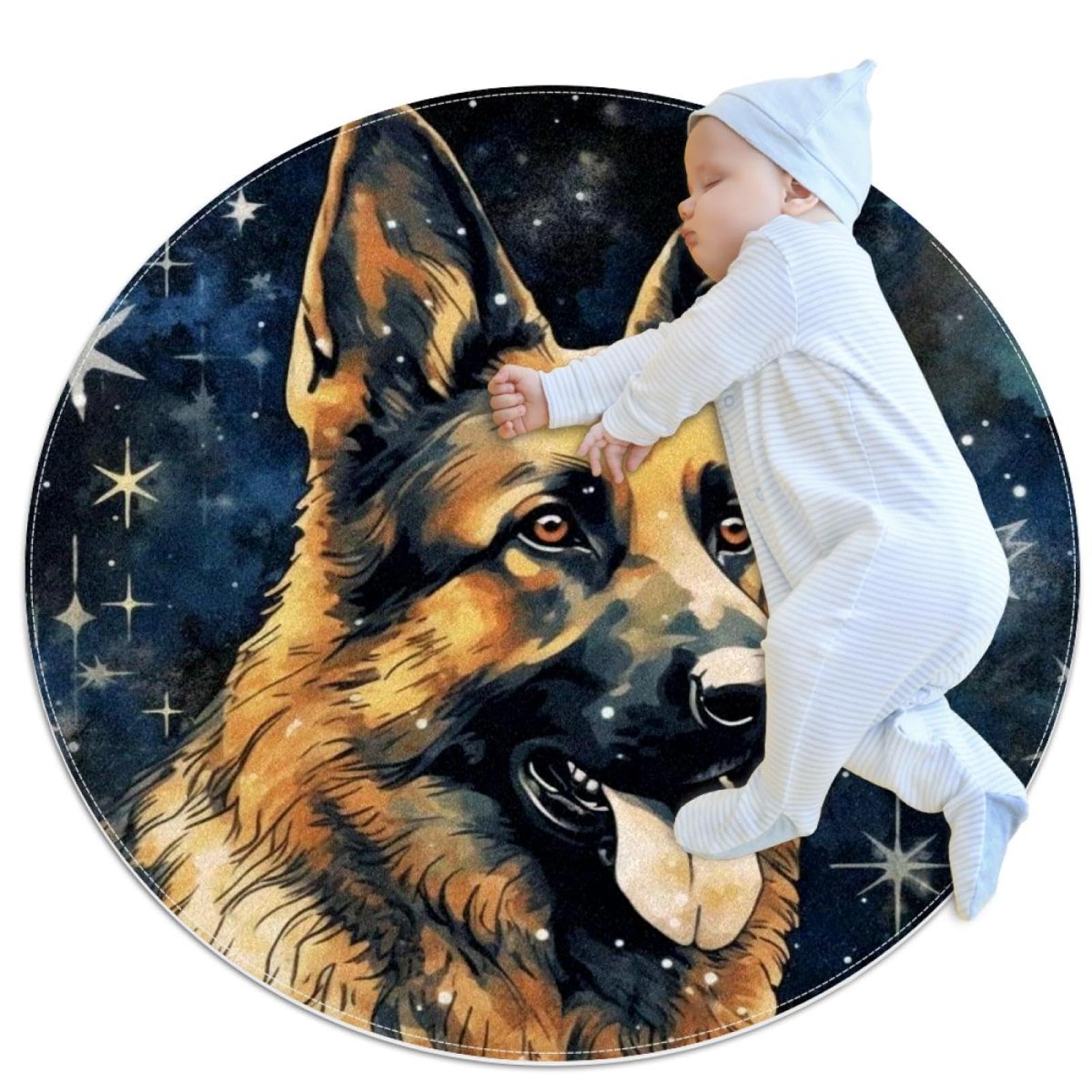 Tapis de canapé antidérapant rond motif berger pour salon chaleureux