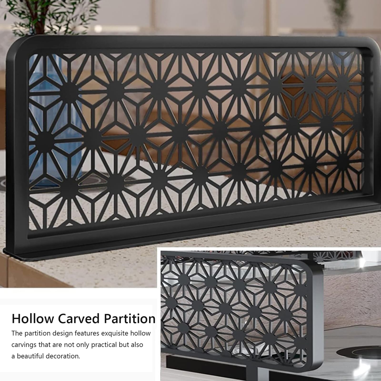 Metalowe przegrody stołowe, 110 cm szer. x 30 cm wys., pusta przegroda na blaty do jadalni i restauracji, elegancki panel działowy dla zwiększonej prywatności i zarządzania przestrzenią