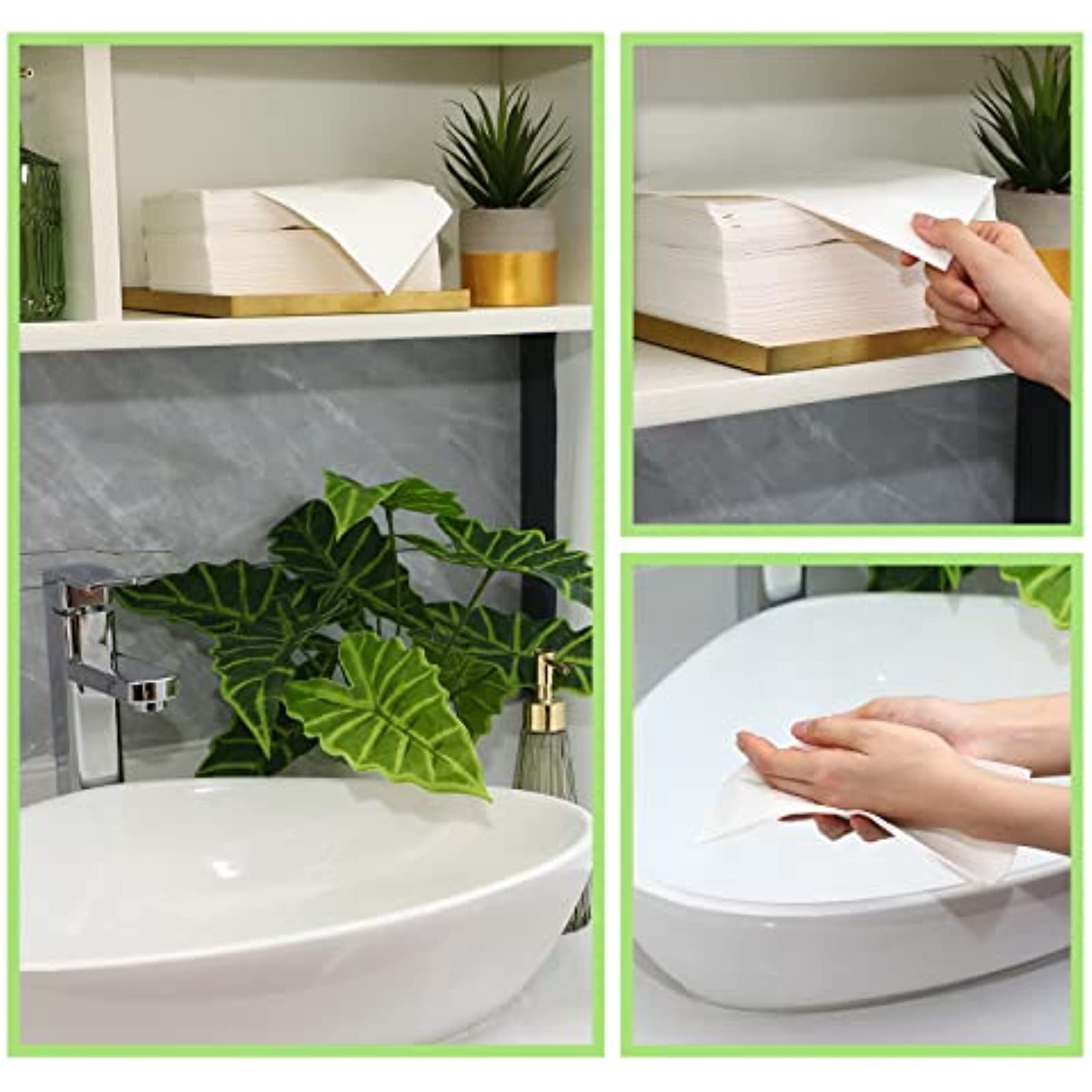 Servilletas desechables para baño, servilletas blancas, toallas de papel desechables, toallas de papel de invitados, servilletas suaves y absorbentes, servilletas de 2 capas, servilletas de papel