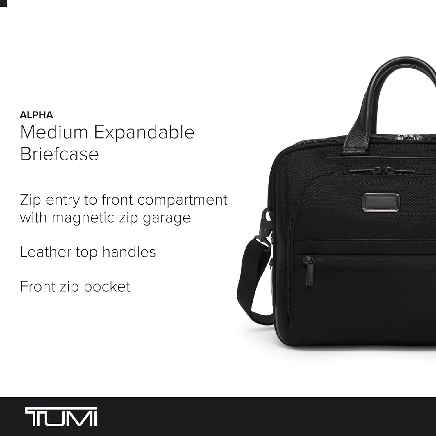 TUMI - Alpha Medium 15" Expansion Laptop Briefcase - Professional Briefcase for Travel - Padded Compartment Fits 15" Screen