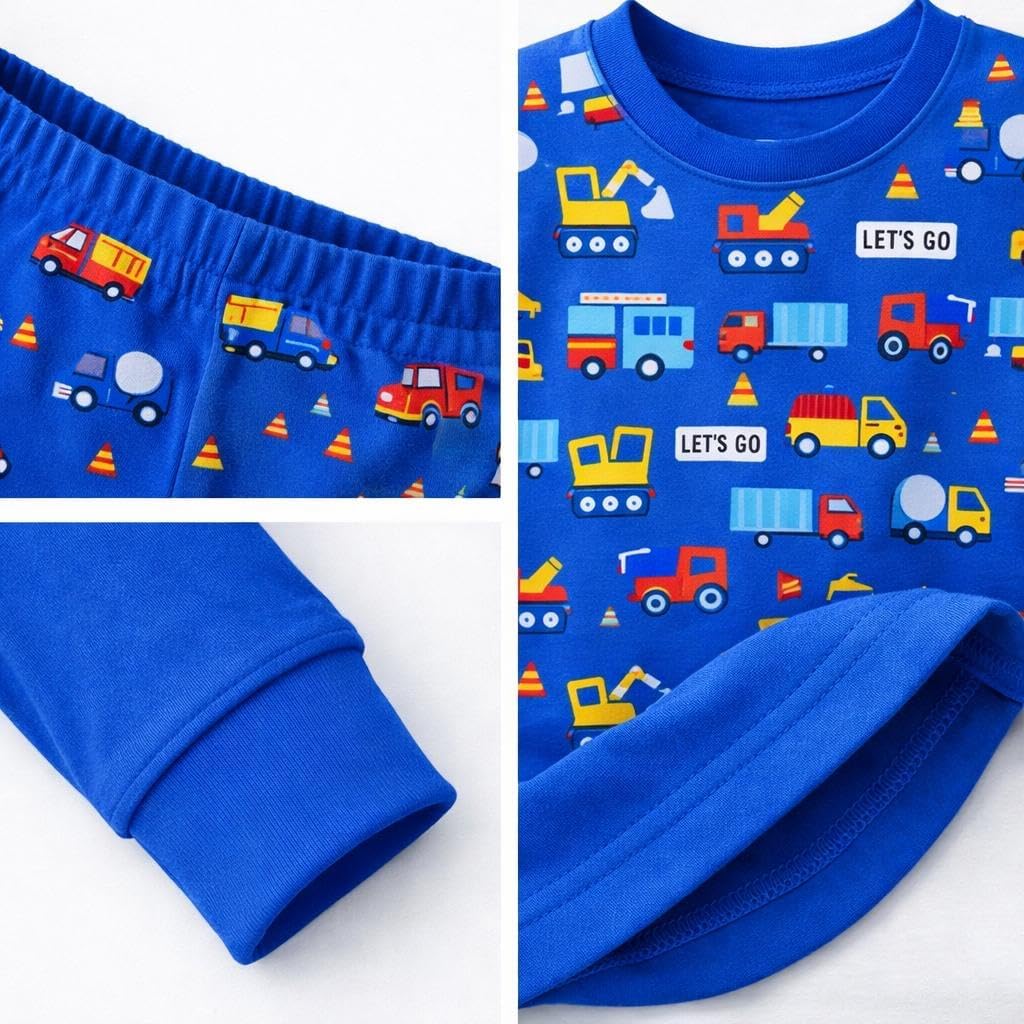 BenBen Kids Child Toddler Boy Pajamas Pj Set Long Sleeve Snug Fit Soft & Cozy Sleepwear & Loungewear 3-Pack Size 2Y to 10Y