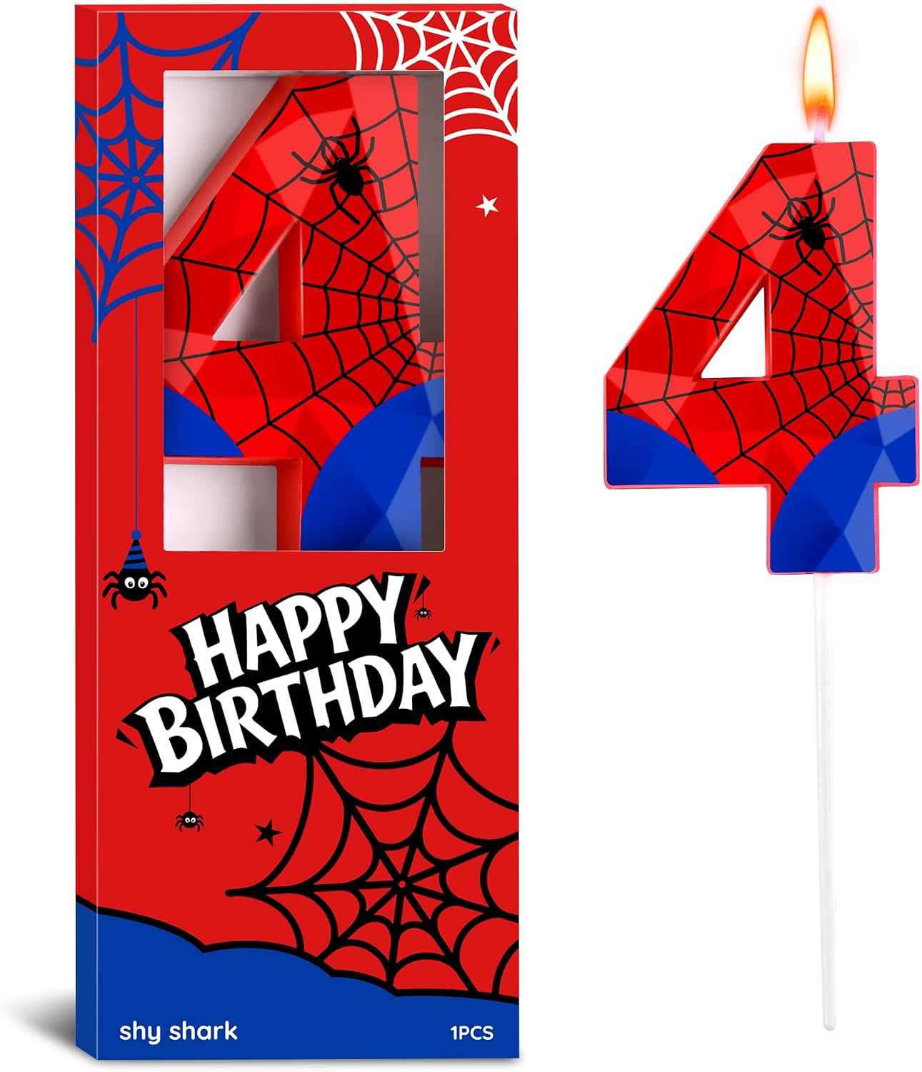 Number Spider 4 Crystal Web Birthday Candles, Spider Number Candles, Cake Number Candles, Party Celebration