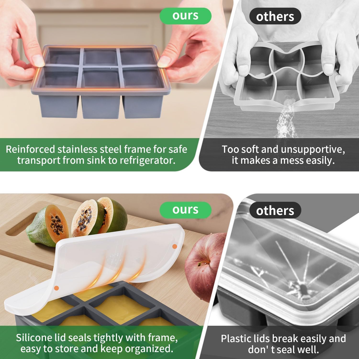 Lar Ice Cube Tray for Whiskey: Big Square Ice Cube Maker for