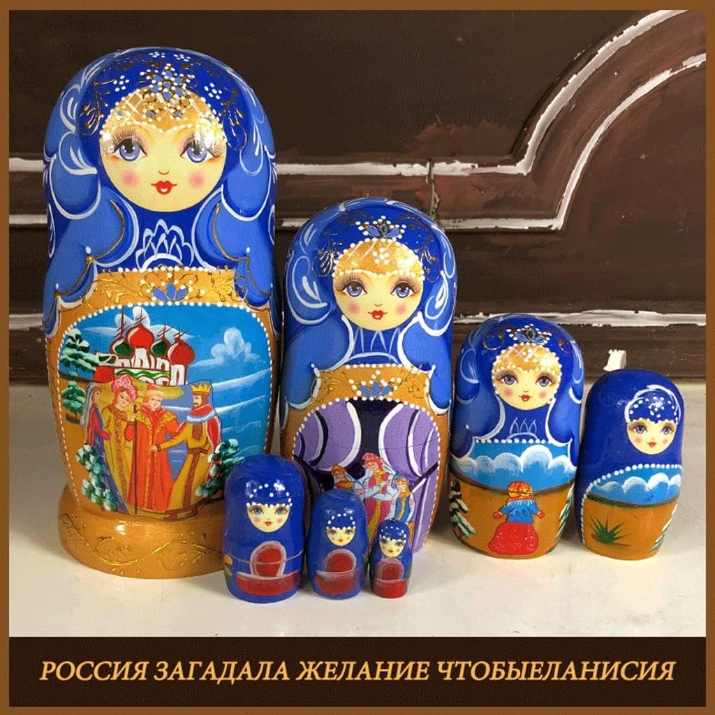 Matryoshka Russian Matryoshka, 7 Sets of Handmade Turban Matryoshka for Girls Wooden Nesting Dolls 8.3 Inches Blessing Gift