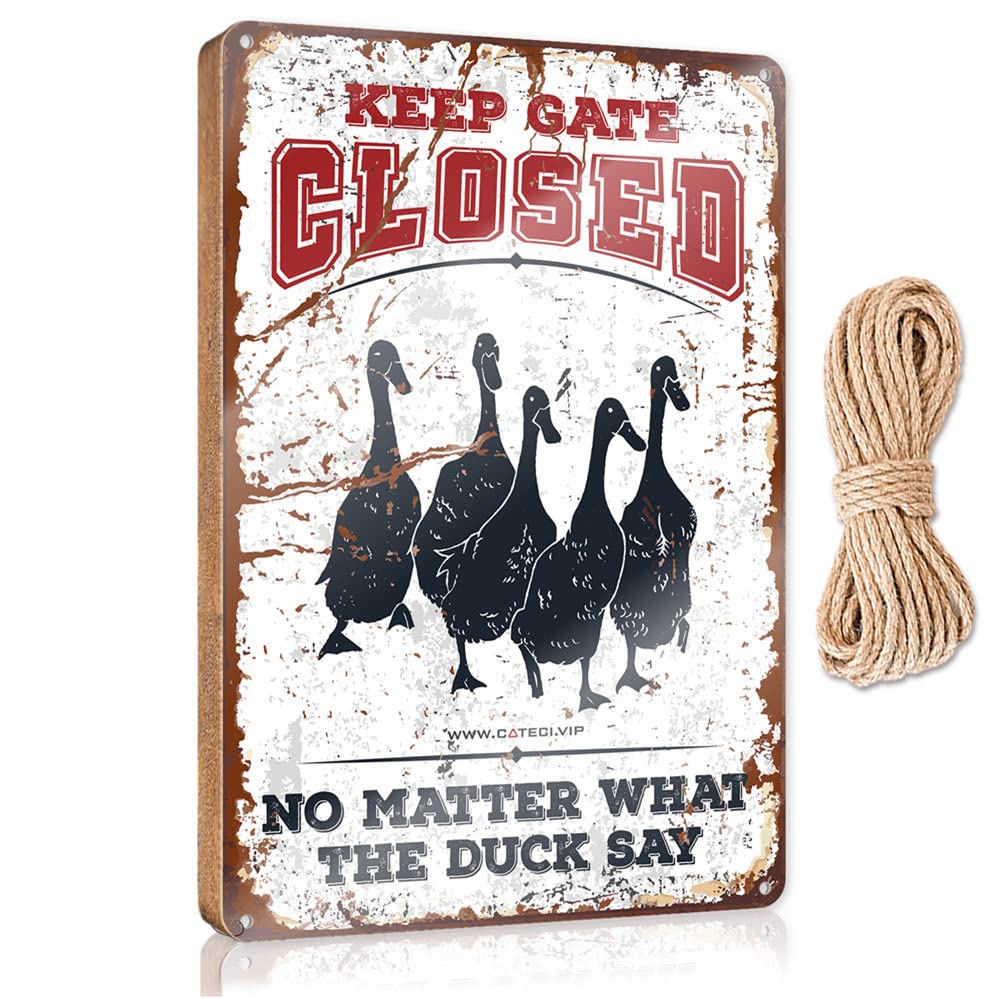Door Hanging Decor Keep Gate Closed No Matter What The Duck Say Wooden Sign Front Porch Fall Decor Signs For Kitchen(15X28CM)
