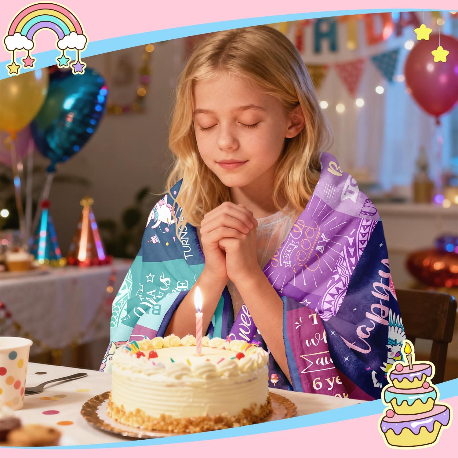 Solzien 8 Year Old Girl Birthday Gift Ideas Blanket 60"x50", 8th Birthday Decorations, Gifts for 8 Year Old Girl