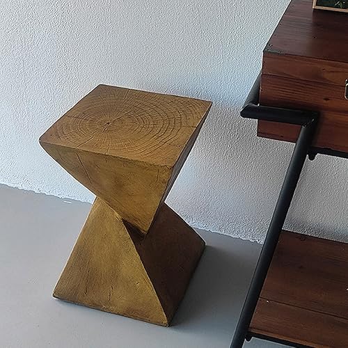 Miniatura 3 de Mesa de Comedor Mesa auxiliar de arte concreto ligera con Patas de mesa de Madera maciza Natural, 19.7 in de altura, adecuada para Salón, Cocina,