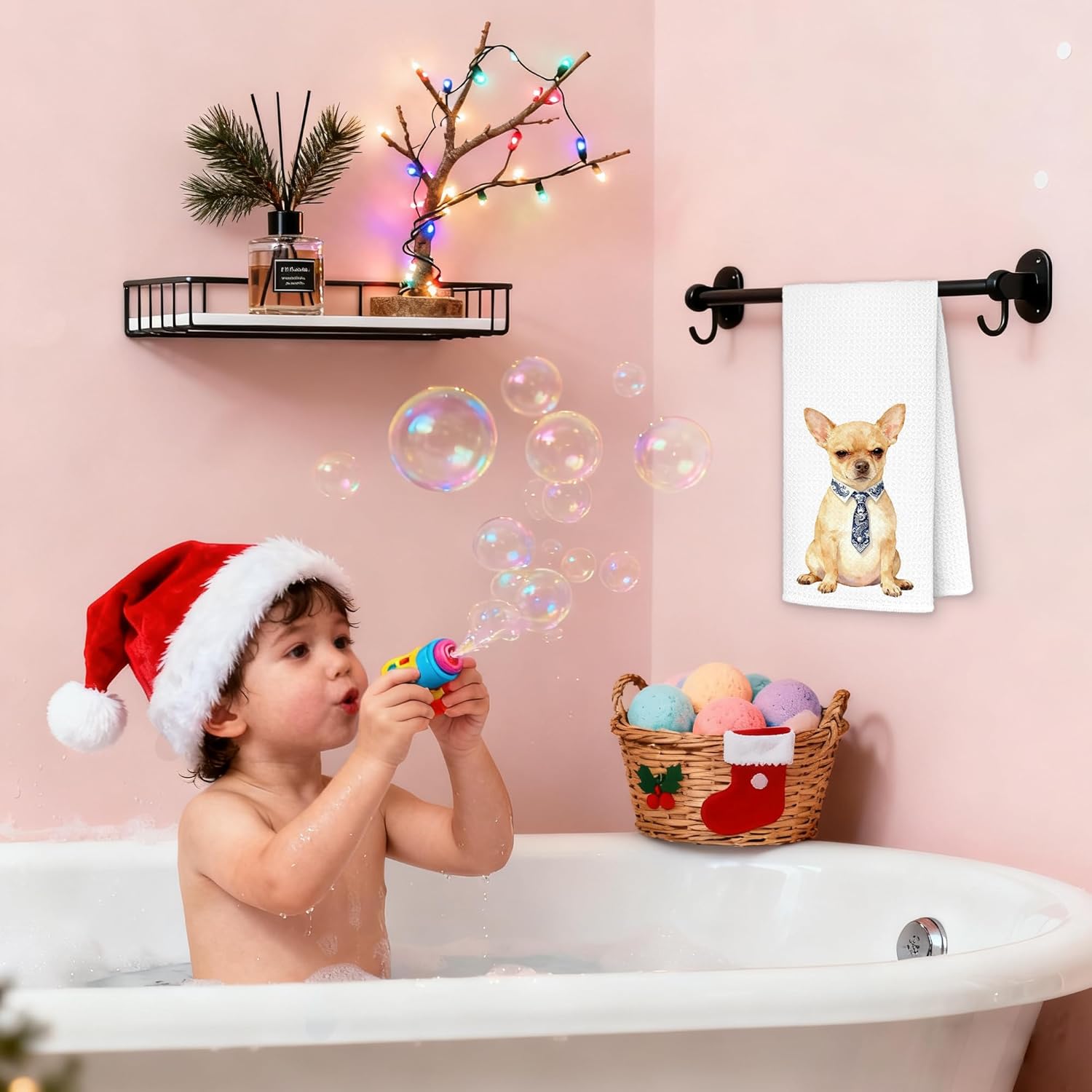 Chinoiserie Chihuahua Kitchen Towels 16x24 in, Gifts for Chihuahua Lovers Women, Grandmillennial Tie Dog Decorative Hand Tea Dish Towels for Bathroom Kitchen - Image 5