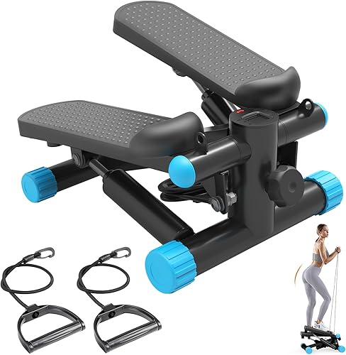 Miniatura 12 de Sweetcrispy Mini Escalones con Bandas de Resistencia para Ejercicio en Casa, Máquina de Ejercicio de Escalón con Giro Portátil para Entrenamiento de