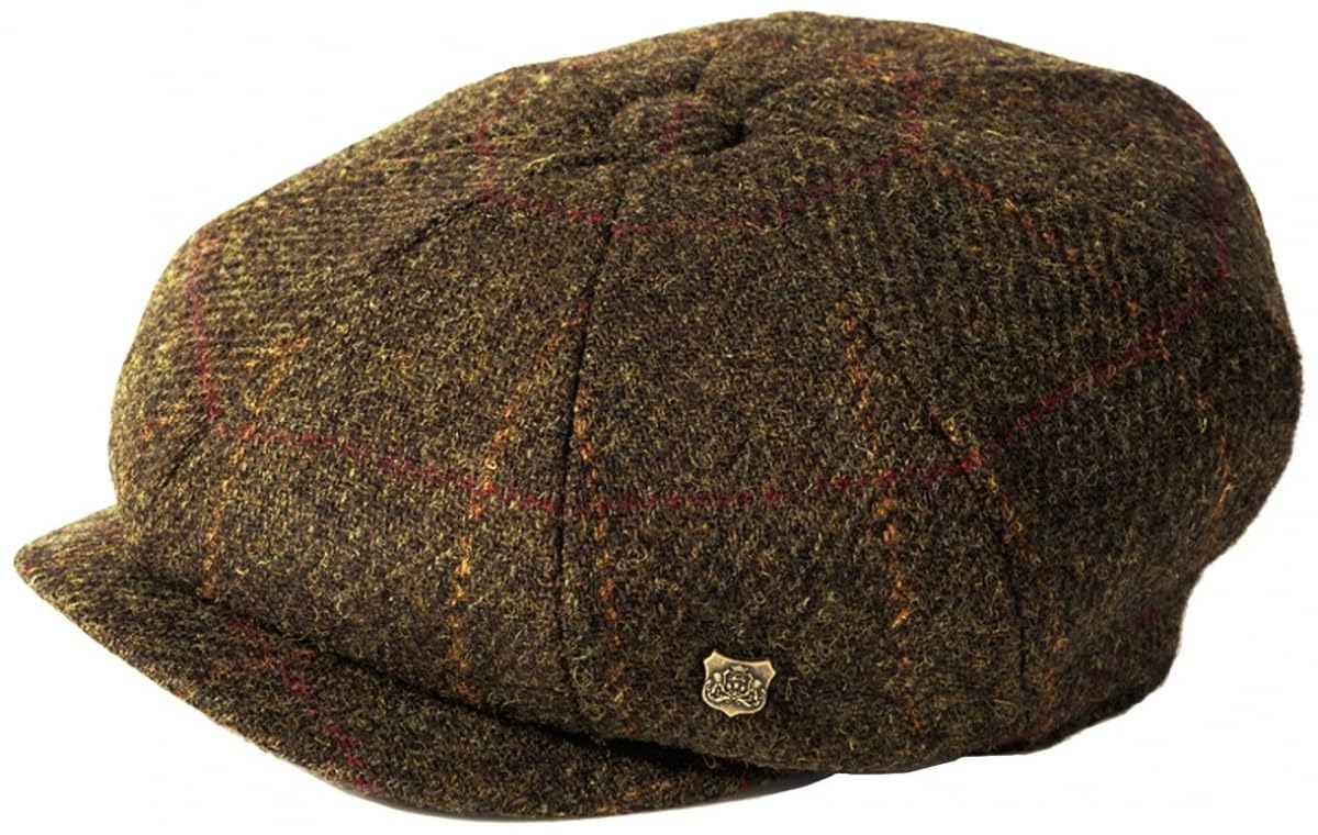Failsworth Millinery Carloway Harris Tweed Baker Boy Cap (Latest Version) in Pattern 2017 - Mocha, Size: Small (56cm)