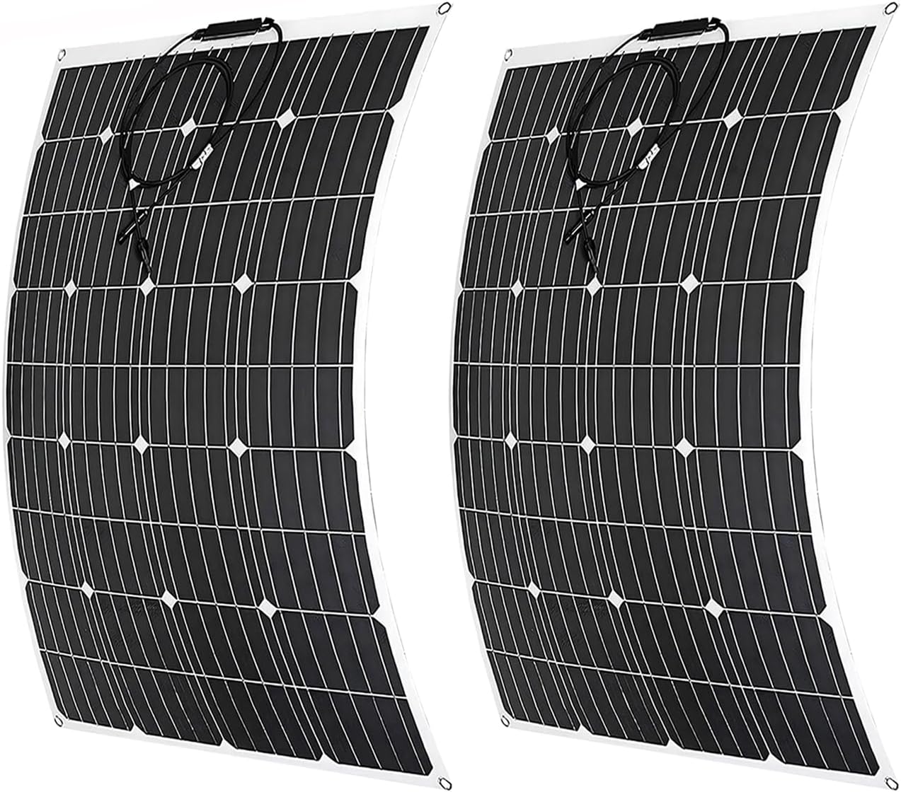 600 Watt Flexible Solar Panel for RV, 2 × 300 Watt 12 Volt Solar Power Panel Kit Photovoltaic Module Monocrystalline Solar Panels for Camping Off Grid Car Battery Charging Boat
