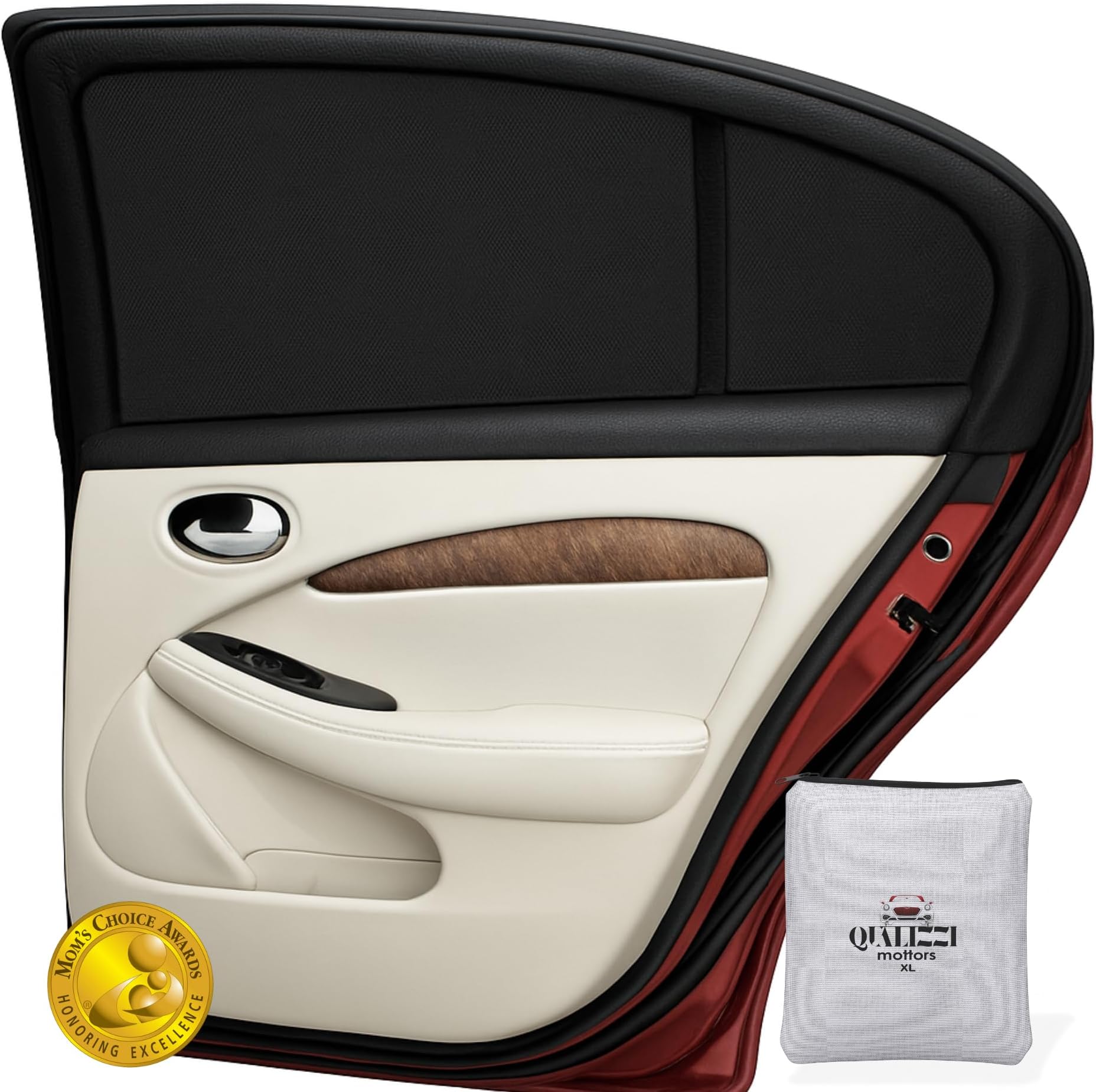 M/Car Window Sun Shades for Baby (9 Sizes) - Back Seat Stretchy Mesh Sock Style Heat Blockers for Side Windows, Protects from Sun, Bugs, UV & Ensures Privacy, 2-Pack by Qualizzi