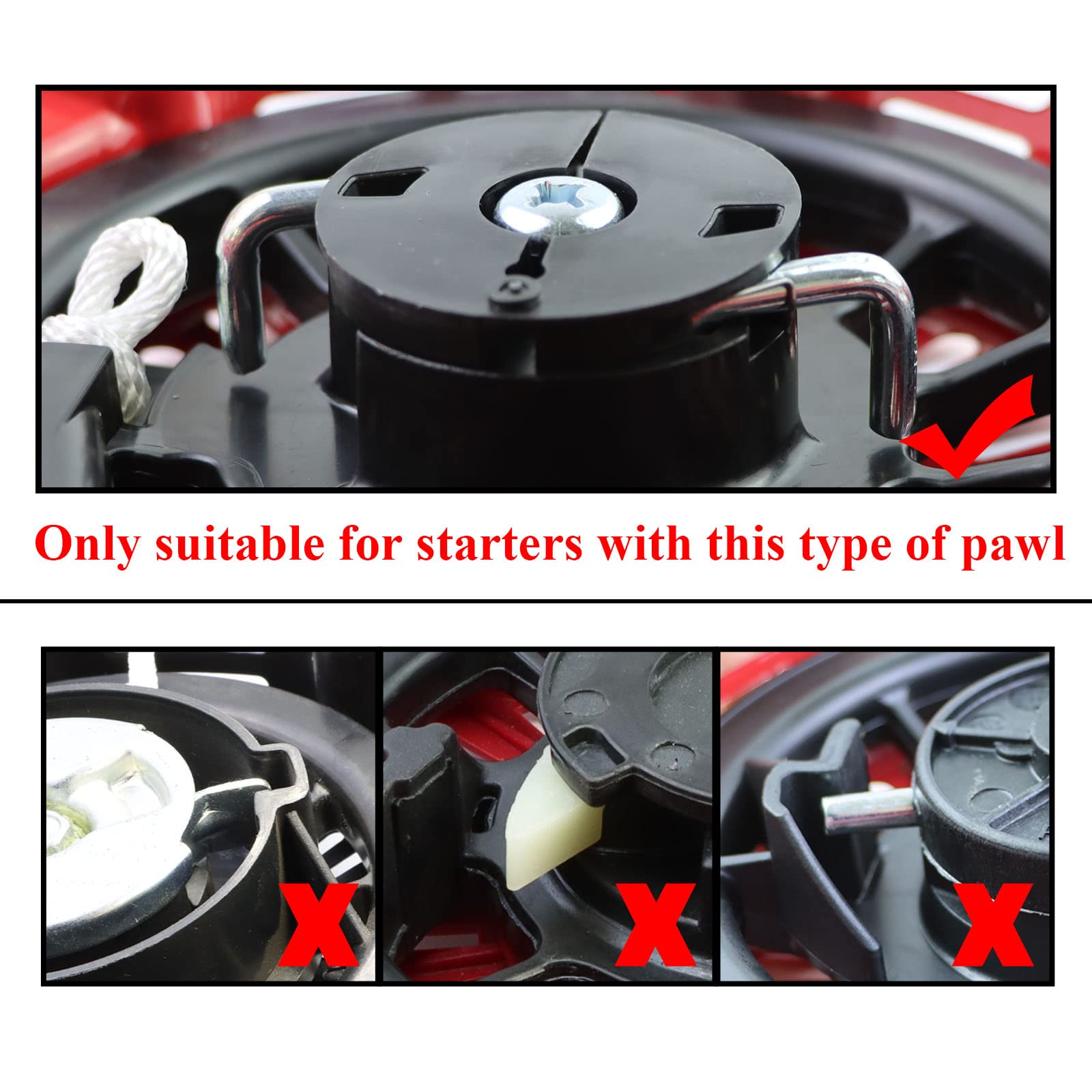 WOTIAN 2 piezas GX160 Pull Start Assembly 28400-Z4M-306ZB con tacos de varilla de acero curvados para GX120 GX160 GX200 5.5HP 6.5HP 27400-Z1T-702