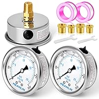 Vista 87 de MEANLIN MEASURE - Manómetro electromecánico de acero inoxidable, relleno de líquido, esfera con cara de 2.5 pulgadas, NPT de 1/4 de pulgada, agua