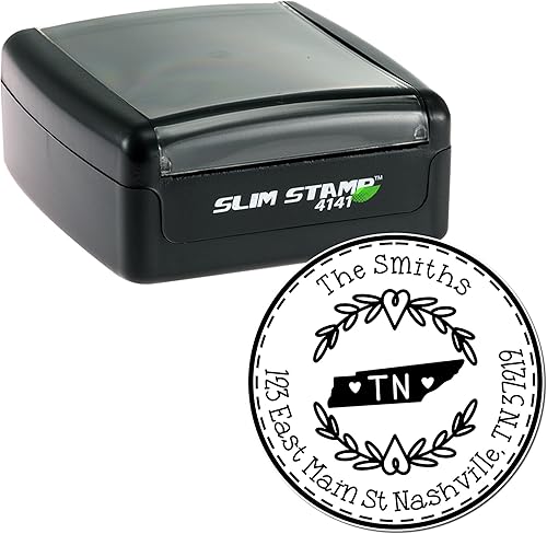 Miniatura 626 de Round State Love - Sello de dirección de devolución para Texas, uso con almohadilla de sello, mango de madera, sello de dirección de Texas