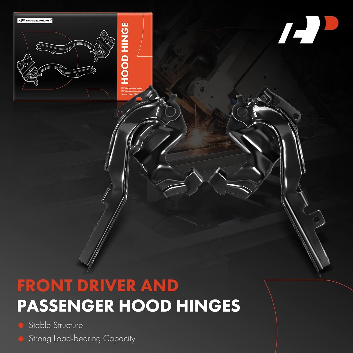 A-Premium Driver and Passenger Hood Hinges Compatible with Lexus GX460 2010-2021 Sport Utility, Set of 2 Front Left and Right Side Hood Hinges, Replace# 5342060070, 5341060080