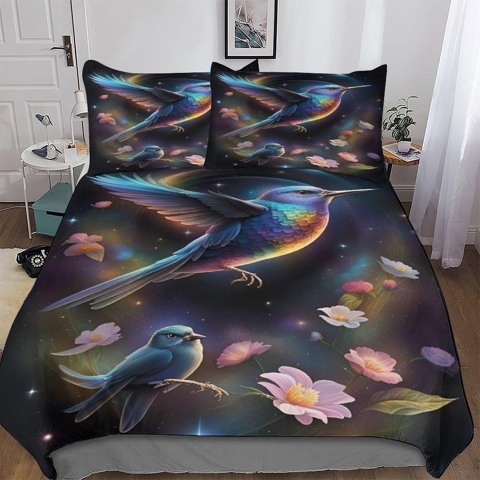 Housse couette oiseau mignon king en microfibre respirante contre la transpiration nocturne enfant