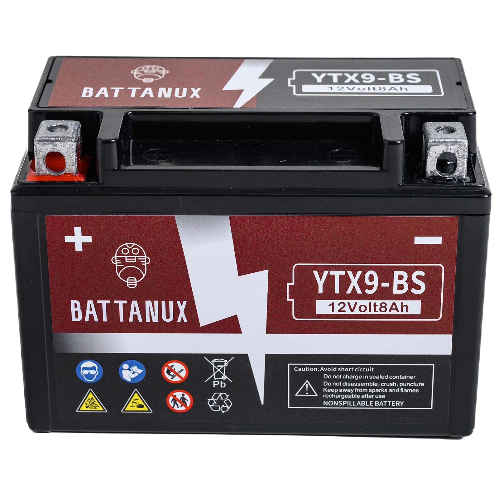 Batteria Moto Battanux YTX9-BS 12V 8Ah AGM – Alta Capacità, Senza Manutenzione, Antiperdite, Pronta all’Uso per Moto, ATV e UTV