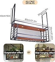 Vista 2 de 31.4in Wall Mounted Wine Racks, Hanging Wine Rack, Large Capacity Wine Holder, Can Hanging Or Wall Mounted, Simple Type with Light Wine Rack for
