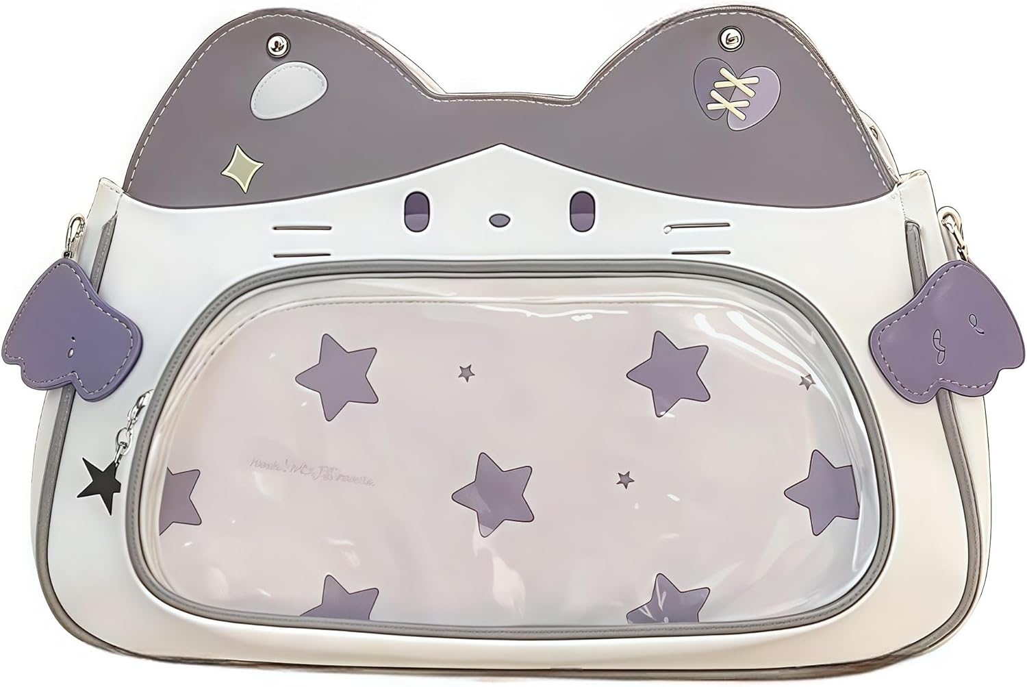 Kawaii Ita Bag Backpack Nylon Shoulder Crossbody Bag with Insert Cute Cat Handbag for Otaku Goods Anime Comic Con (purple)