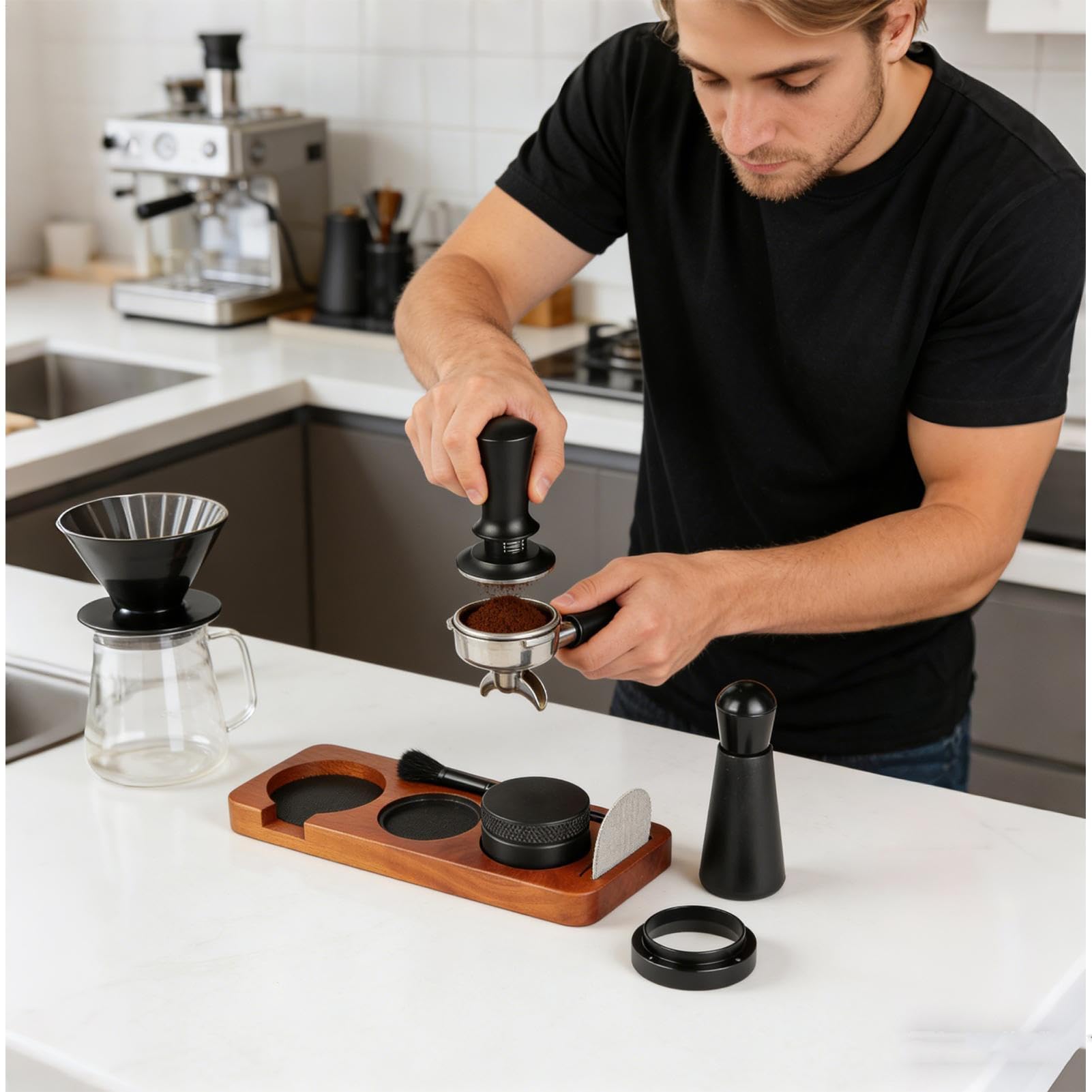 Kaffeezubehör – 24 x 9,4 cm, Espresso-Tamperstation, verbesserte Kompatibilität, tragbar, Kaffeepress-Verteiler für Esszimmer, Bar, Wohnheim, Küche, Geschäft, Wohnung, Café, Enthusiasten