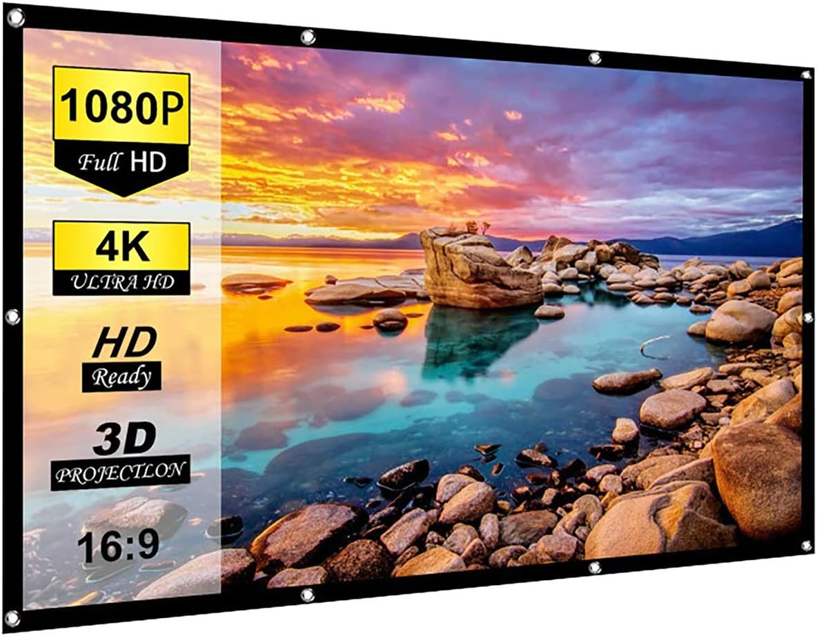 Spline 65 inch Projector Screen 4K HD 16:9 Portable Video Projector Screen Foldable Anti-Crease Indoor Outdoor Projection Screen for Home, Office, Classroom (56.5" Inch (W) x 31.75" Inch (H))