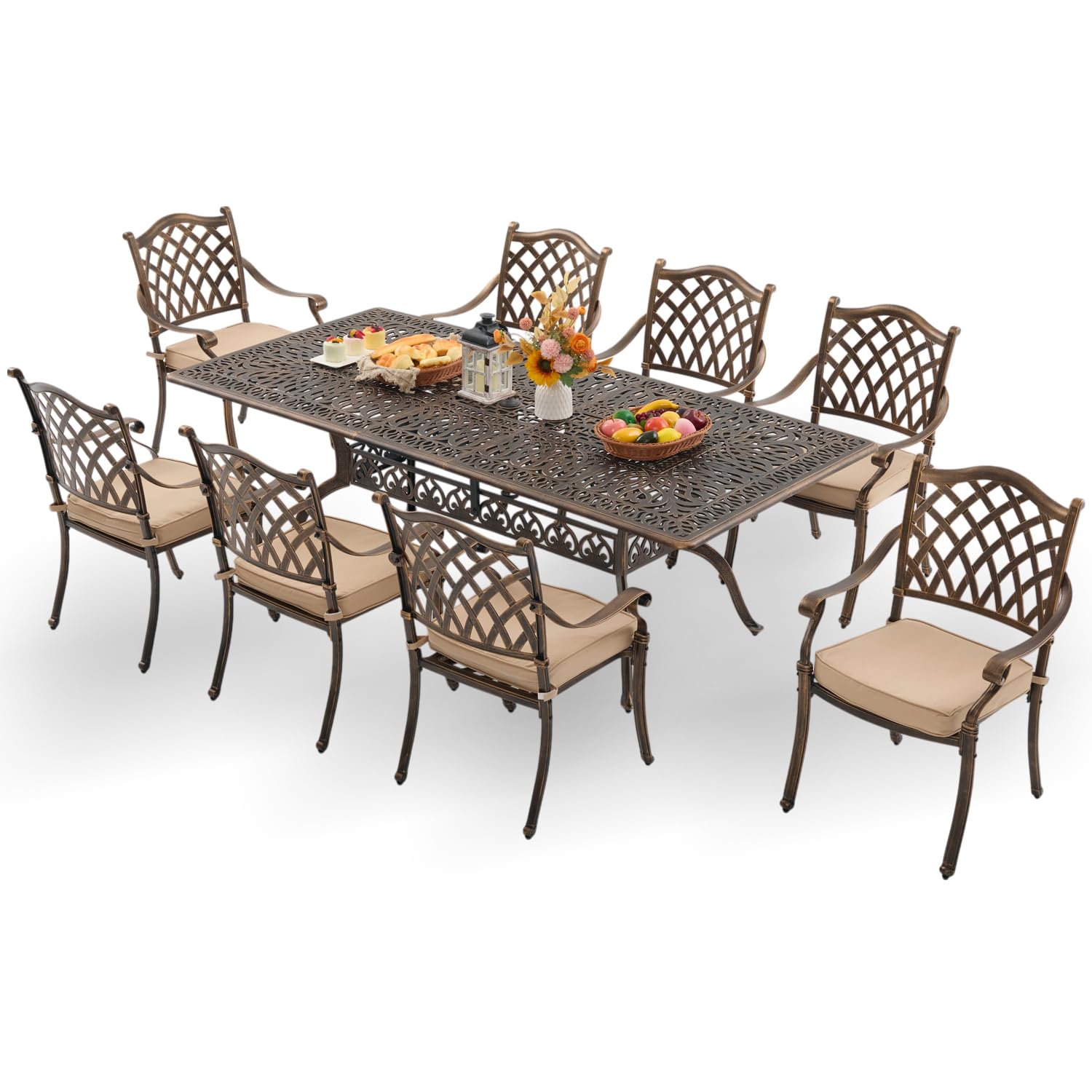 Attliahome 9-Piece Cast Aluminum Outdoor Table and Chairs
