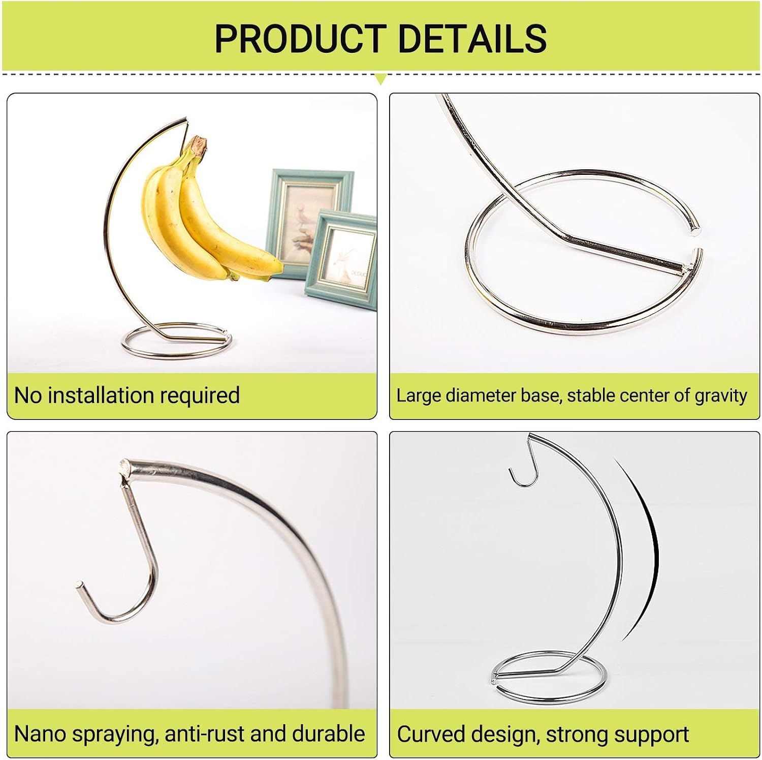 Banana Tree Hanger, Stainless Steel Banana Hanging Bracket Wire Banana Tree Stand,Fruit Bowl For Kitchen Counter, Keep All Your Bananas Fresh
