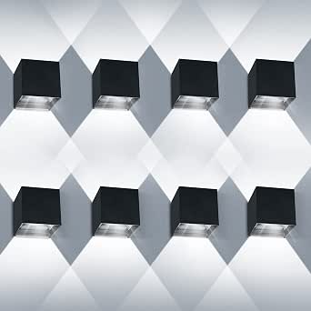 LEDMO 4 Lampade Da Parete LED Con Sensore Di Movimento, 12W, 6000K, Grigia, IP65, Fascio Regolabile Per Esterni