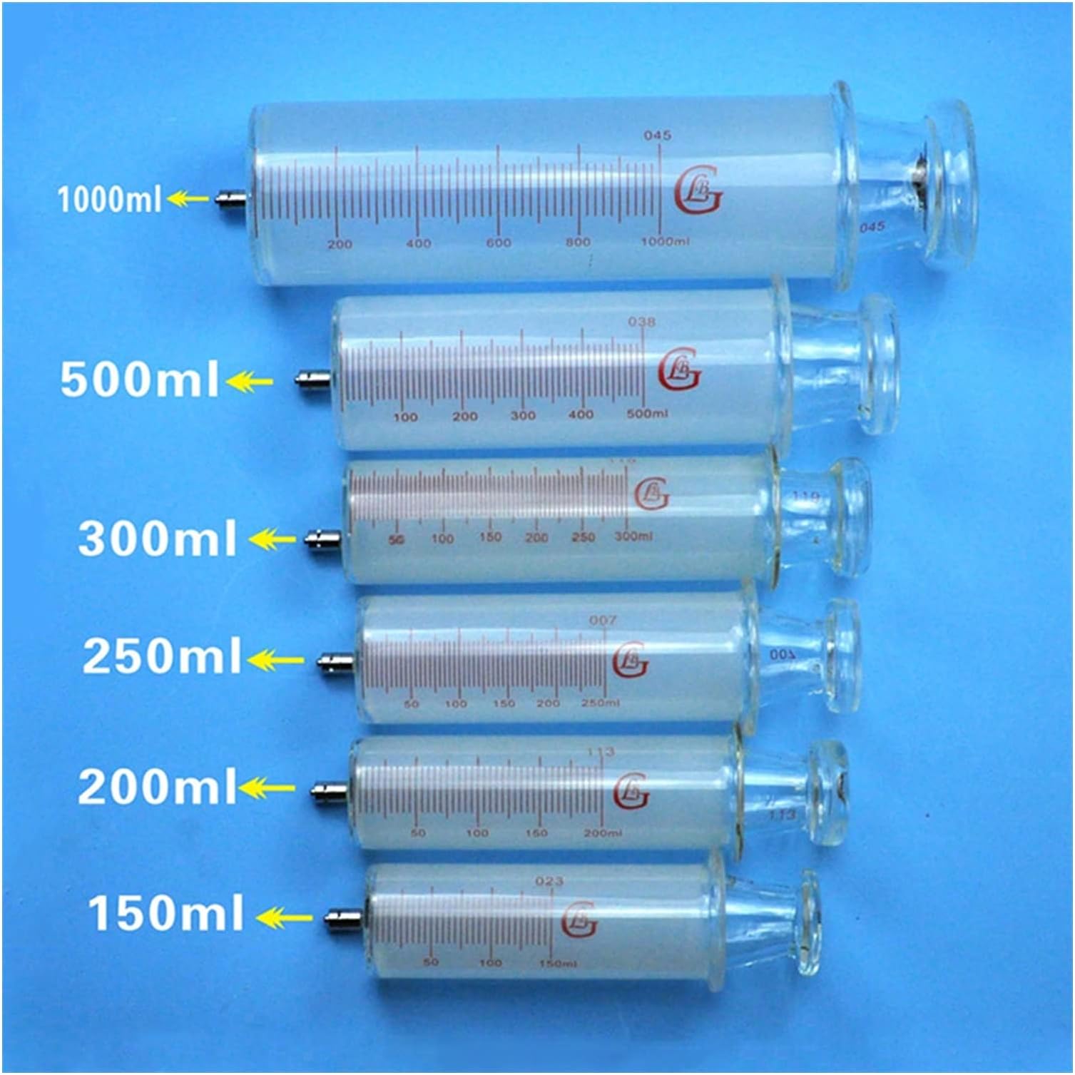 زجاج حقنة حقنة حقنة شرجية النقانق جهاز كبير عيار العيار النازع حاقن 150ml / 200ml / 300ml / 500ml آلات ومعدات (Color : 250ml)