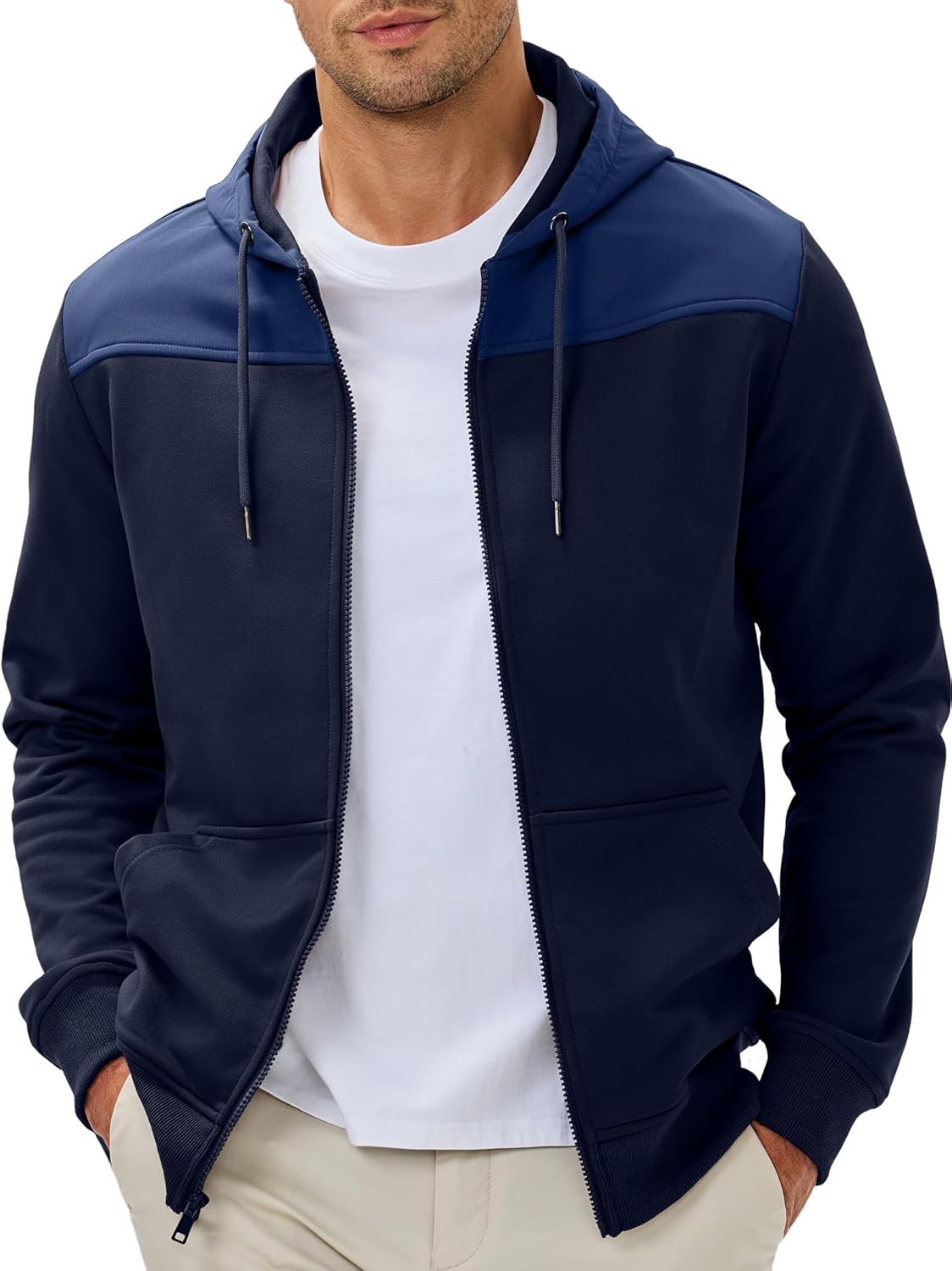 JMIERR Men Hoodie 2025 Zip Up Fall Casual Warm Drawstring Hooded Jacket with Pockets Workout Hiking Sweatshirt
