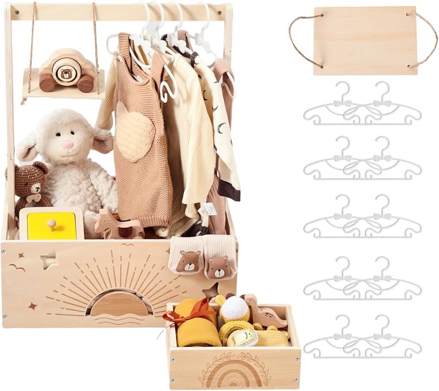 Amazon.com : Wooden Baby Shower Crate Closet Set with 10 Hangers