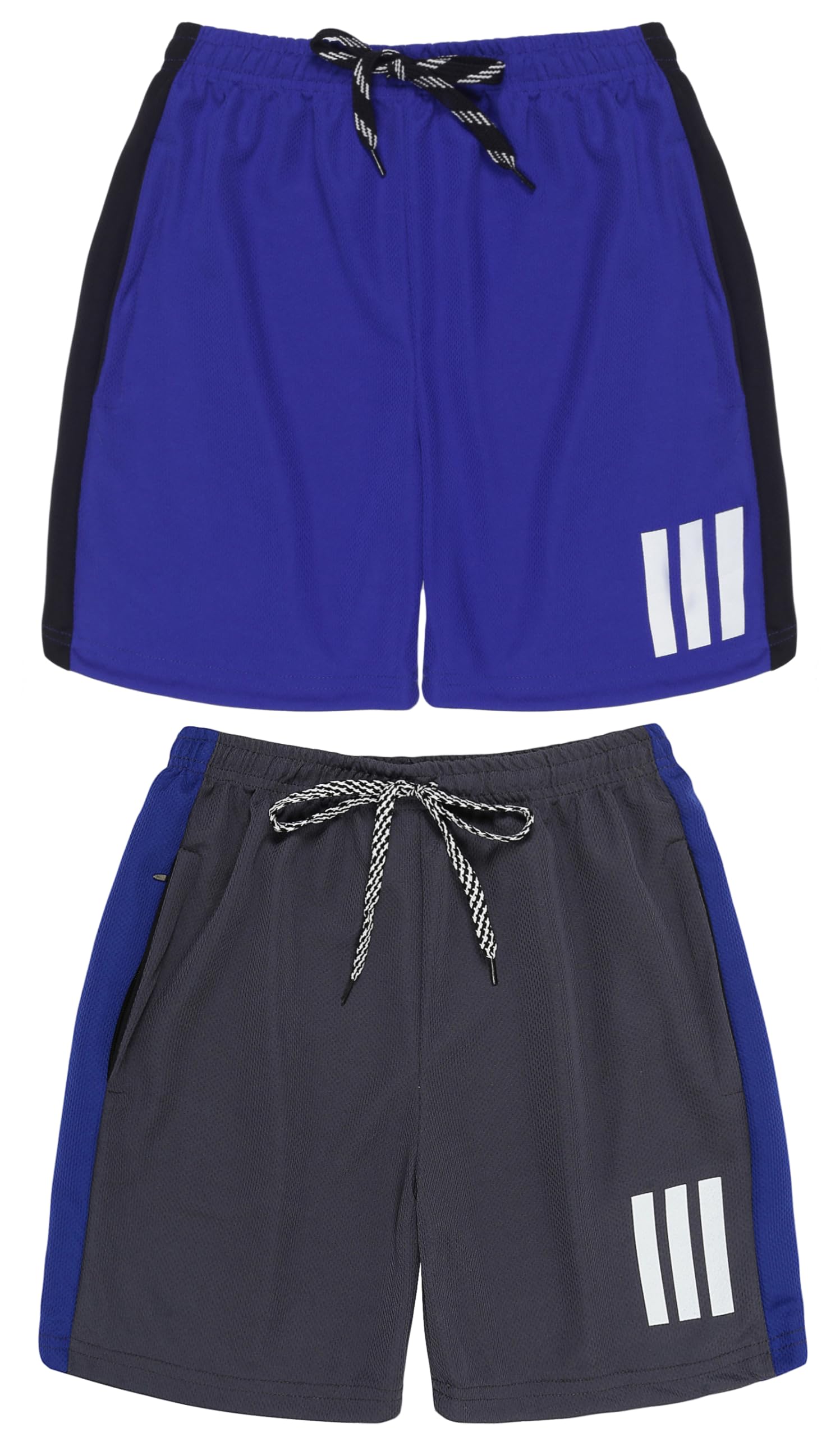 5IVE DEGREE Pack 2 Polyester Sports Shorts for Boys & Girls with Zipper Pockets-image-2