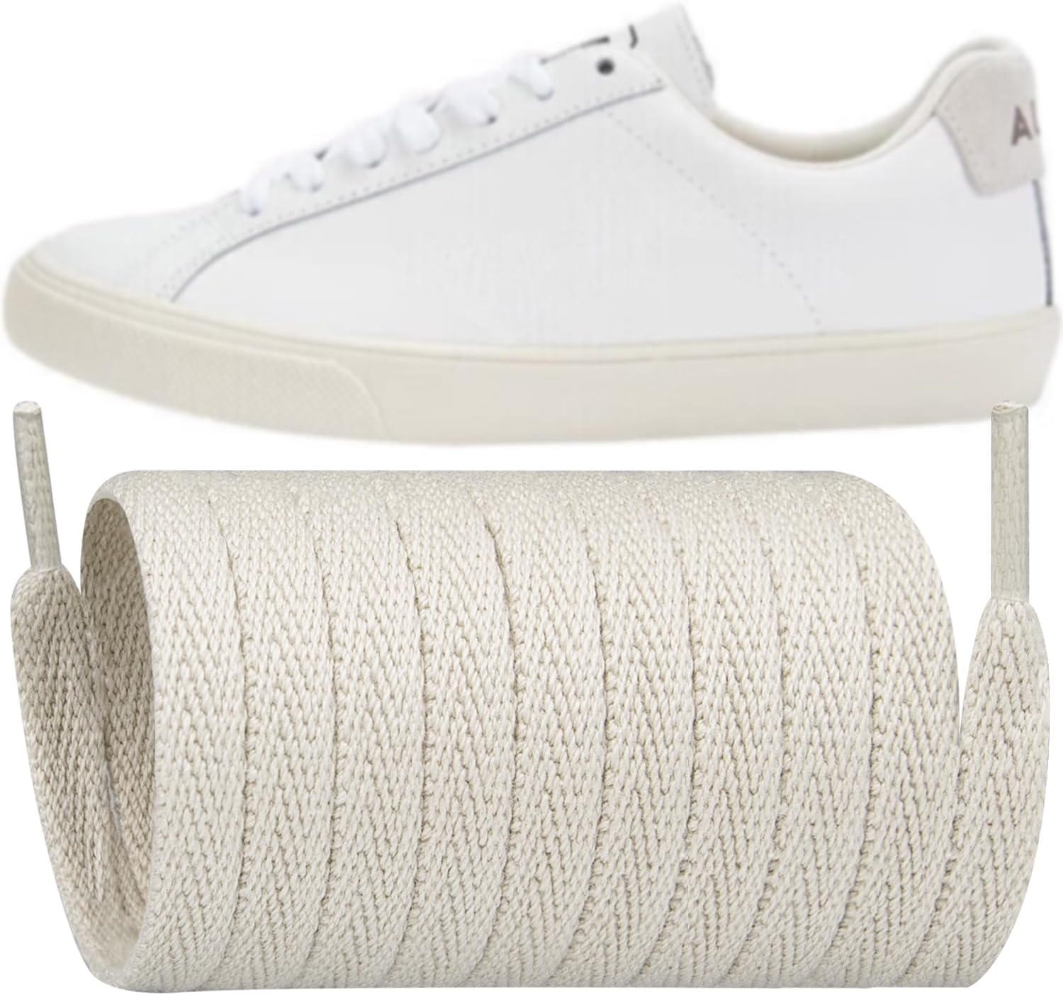 Endoto Flat Shoe Laces for Veja Sneaker, 7MM Replacement Shoelaces Strings for Running Shoes