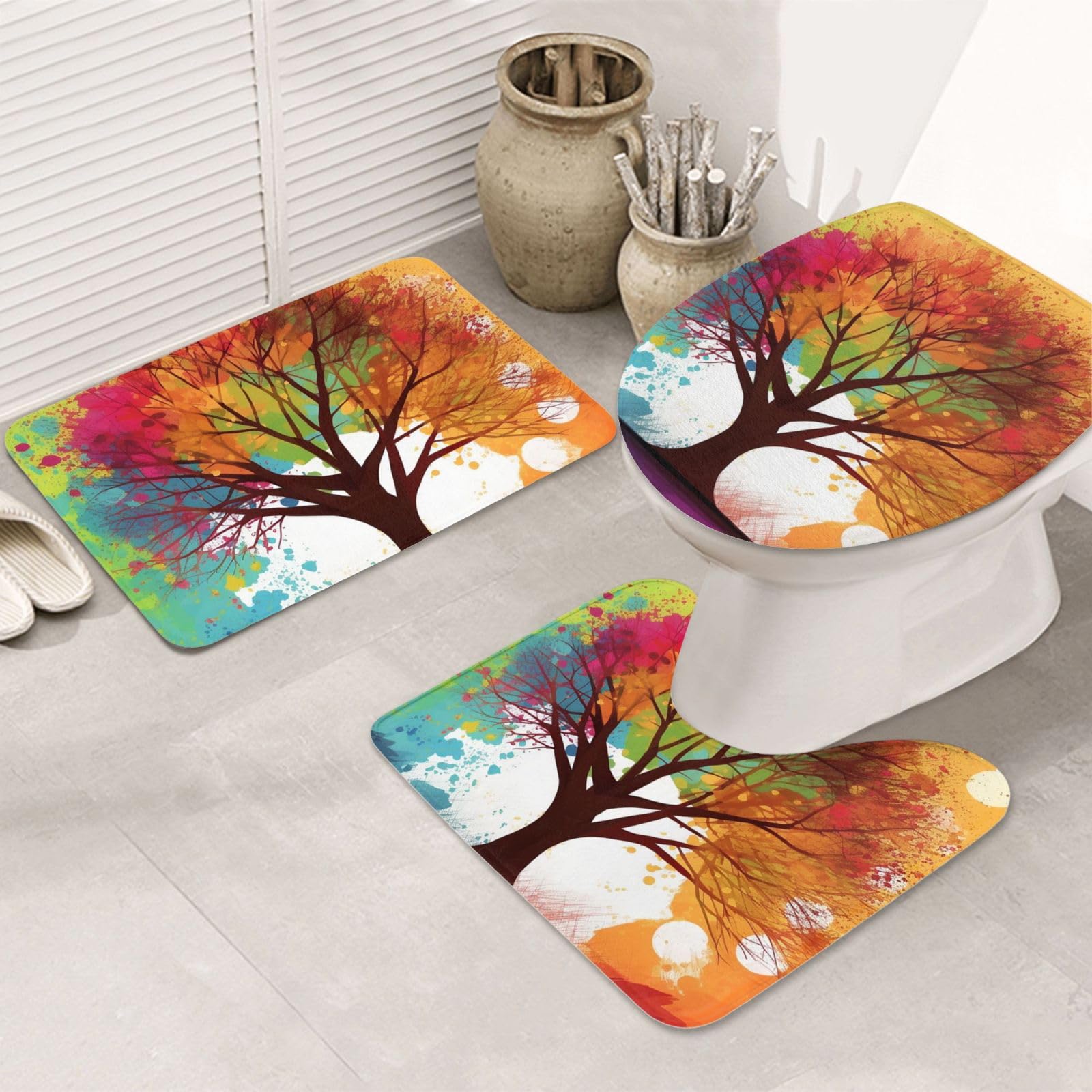 Tapis de salle de bain absorbant lot de 3 avec envers antidérapant sécurisé