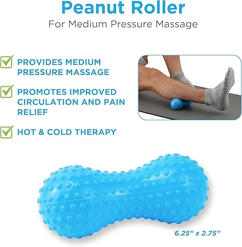 Miniatura 6 de NOVA Juego de rodillos de masaje 3 en 1 para masaje caliente y frío, rodillo de pie, bola de masaje de gel y rodillo de maní para fascitis plantar