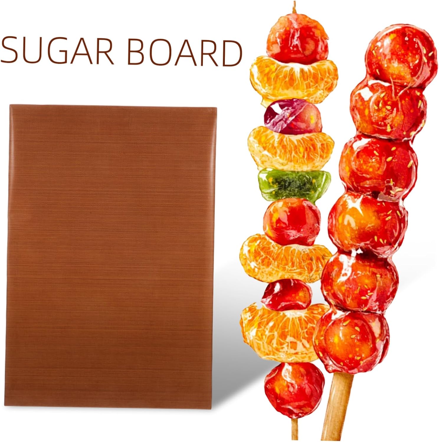 Double Sided Non Stick Board for Candied Haws and Chocolate Coated Fruit Caramel Decorating Tool for Homemade Treats and Fruit Decoration Supplies