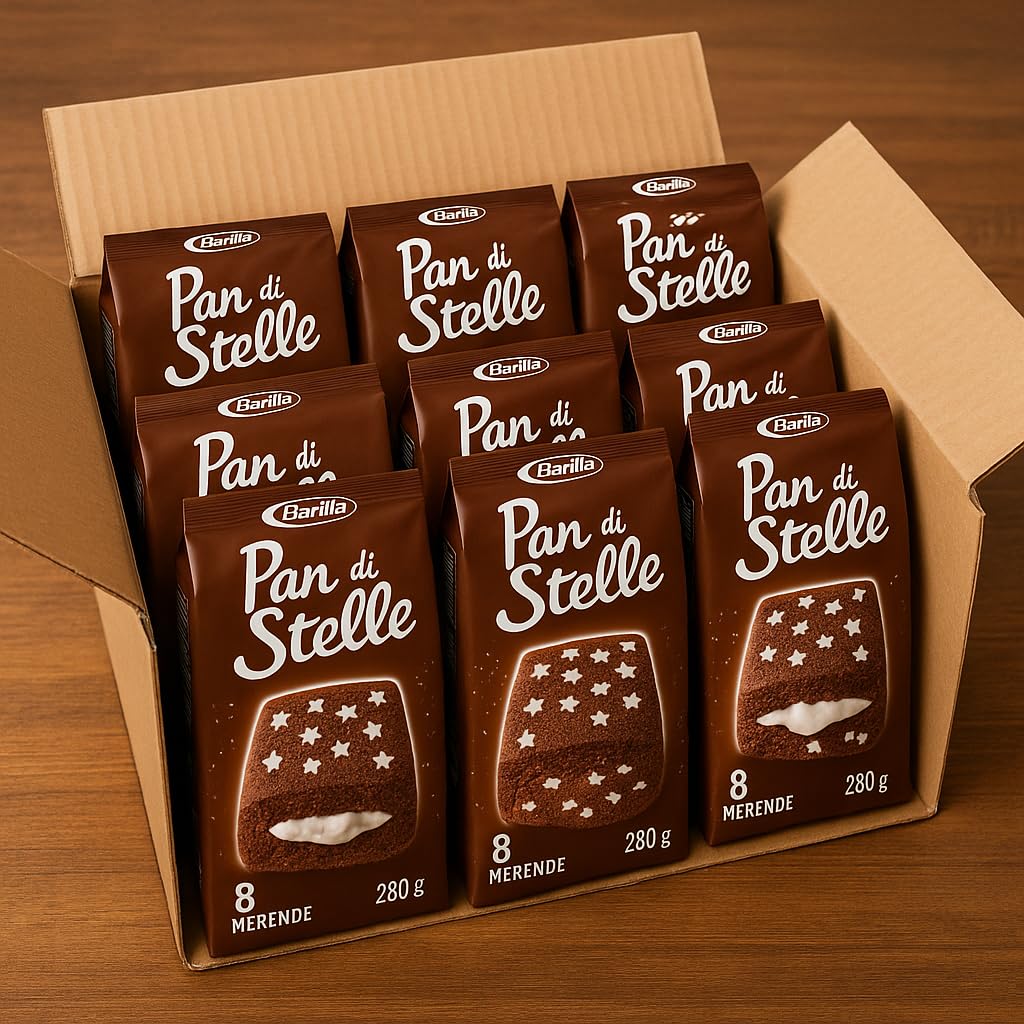 Merendine al Cacao con Crema al Latte – 12 Confezioni da 280g – Totale 96 Trancini Soffici – Senza Olio di Palma – Spuntino Dolce per Colazione, Merenda o Pausa – Confezionate Singolarmente