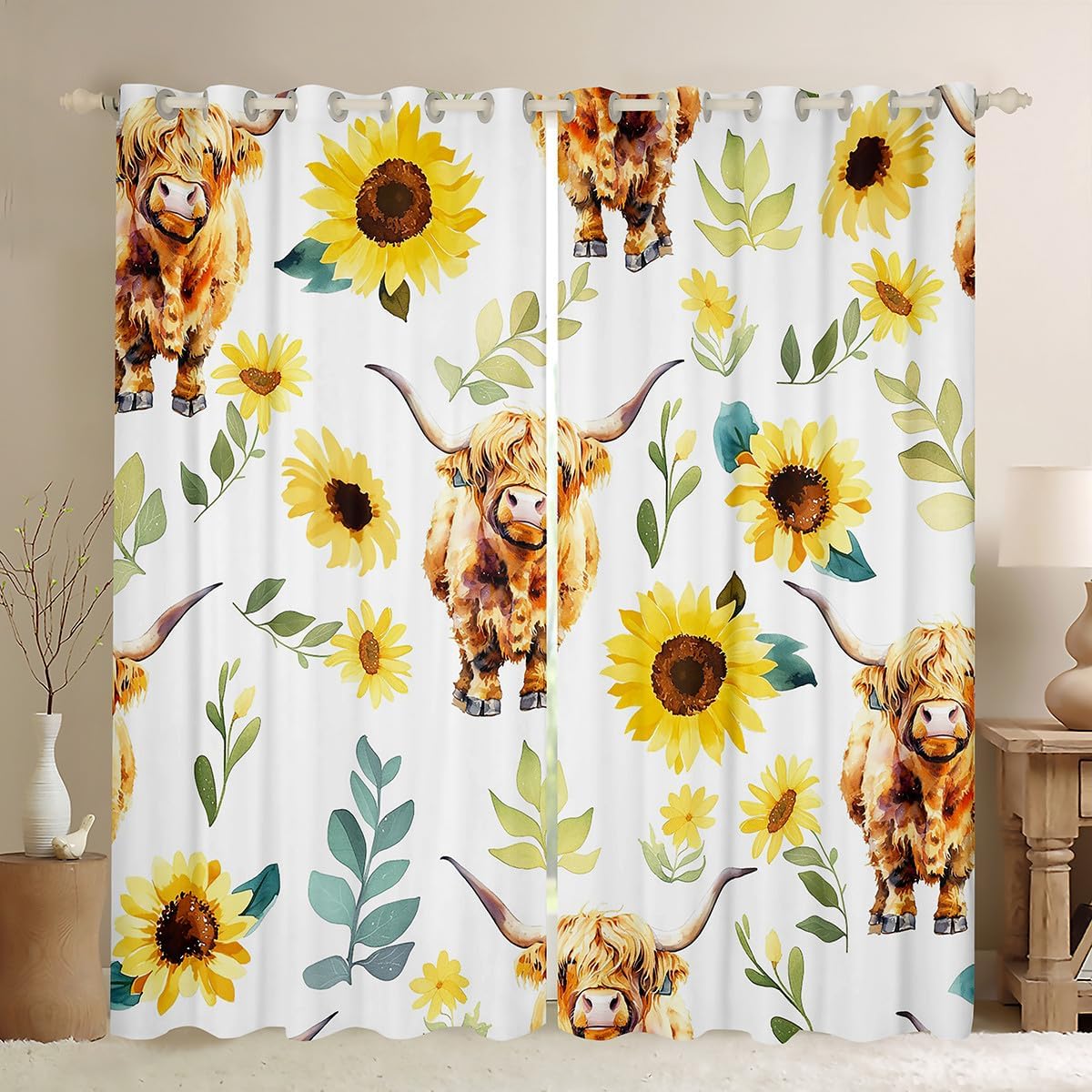 Feelyou Cute Raccoon Blackout Curtains Cartoon Raccon in Forest Darkening Drapes Kids Boys Girls Cute Wild Animals Window Curtains Nature Wildlife Window Treatments (2 Panels, 38 x 45 Inch)