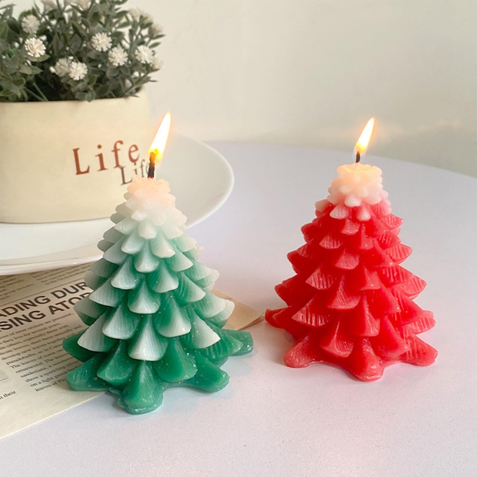 Bougie Parfumée Décorative 3D En Forme D’arbre De Noël - Parfum Sapin, Taille 10x8.5cm, Neuve