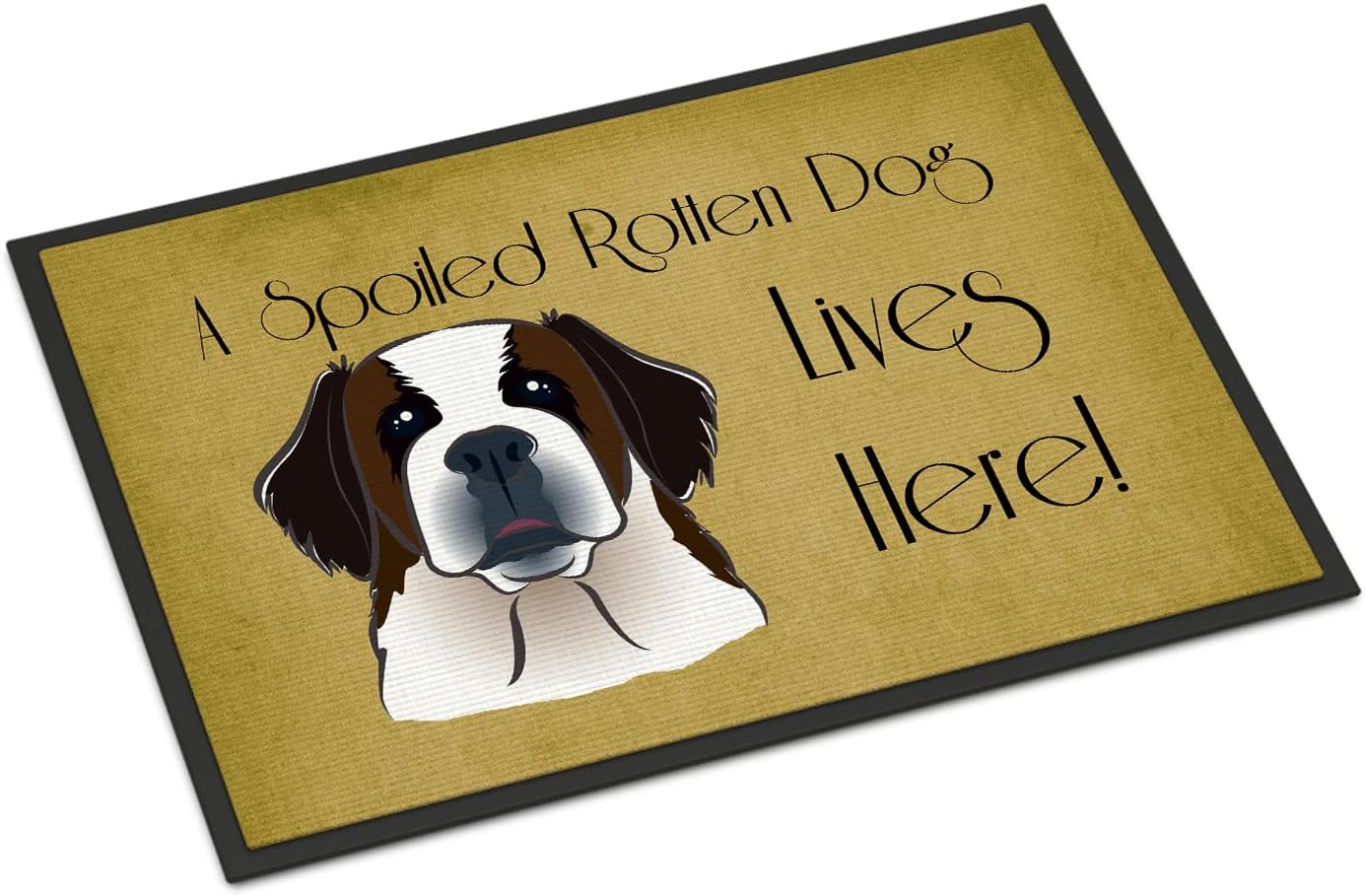 Caroline's Treasures BB1494JMAT Saint Bernard Spoiled Dog Lives Here Doormat 24x36 Front Door Mat Indoor Outdoor Rugs for Entryway, Non Slip Washable Low Pile, 24H X 36W