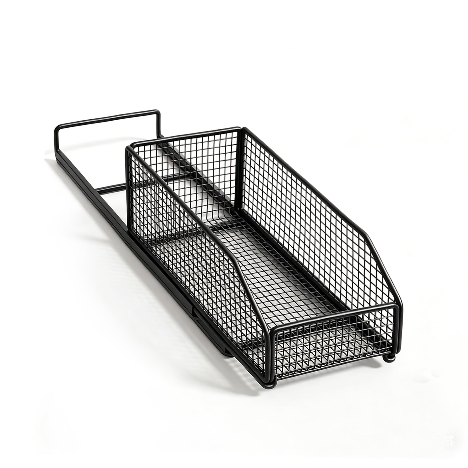 Teleskopschublade, Ausziehbare Schublade Küche, Aufbewahrungskorb mit Schienensystem für Küchenschränke, Anrichten, Badezimmer, Schwarz, 15 x 39 x 14cm
