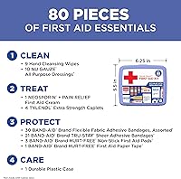Vista 4 de BAND-AID Brand Travel Ready Kit de primeros auxilios de emergencia portátil para cuidado de heridas menores, perfecto para el hogar, automóvil