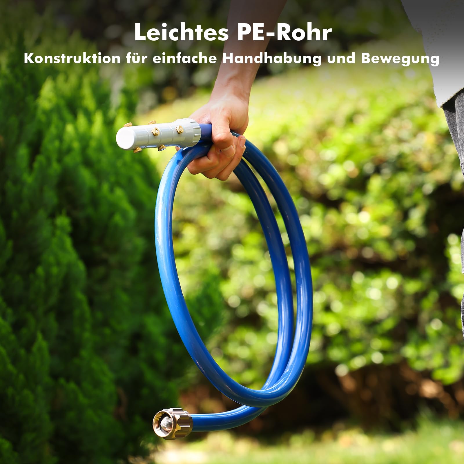 RESTMO 180 cm Flexibler Mistsprinkler mit Sprühnebel Kühlung, 360° Sprühnebelabdeckung durch 8 Düsen & 3/4" BSP Eingang – Gartenbewässerungssystem für Sprühnebel Terrasse, Pool, Gewächshaus