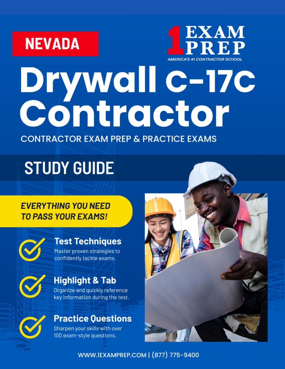 Nevada Drywall (C-17C) Contractor Exam Prep Study Guide: Practice Exams, Book Overviews & How to Highlight & Tab Your Books