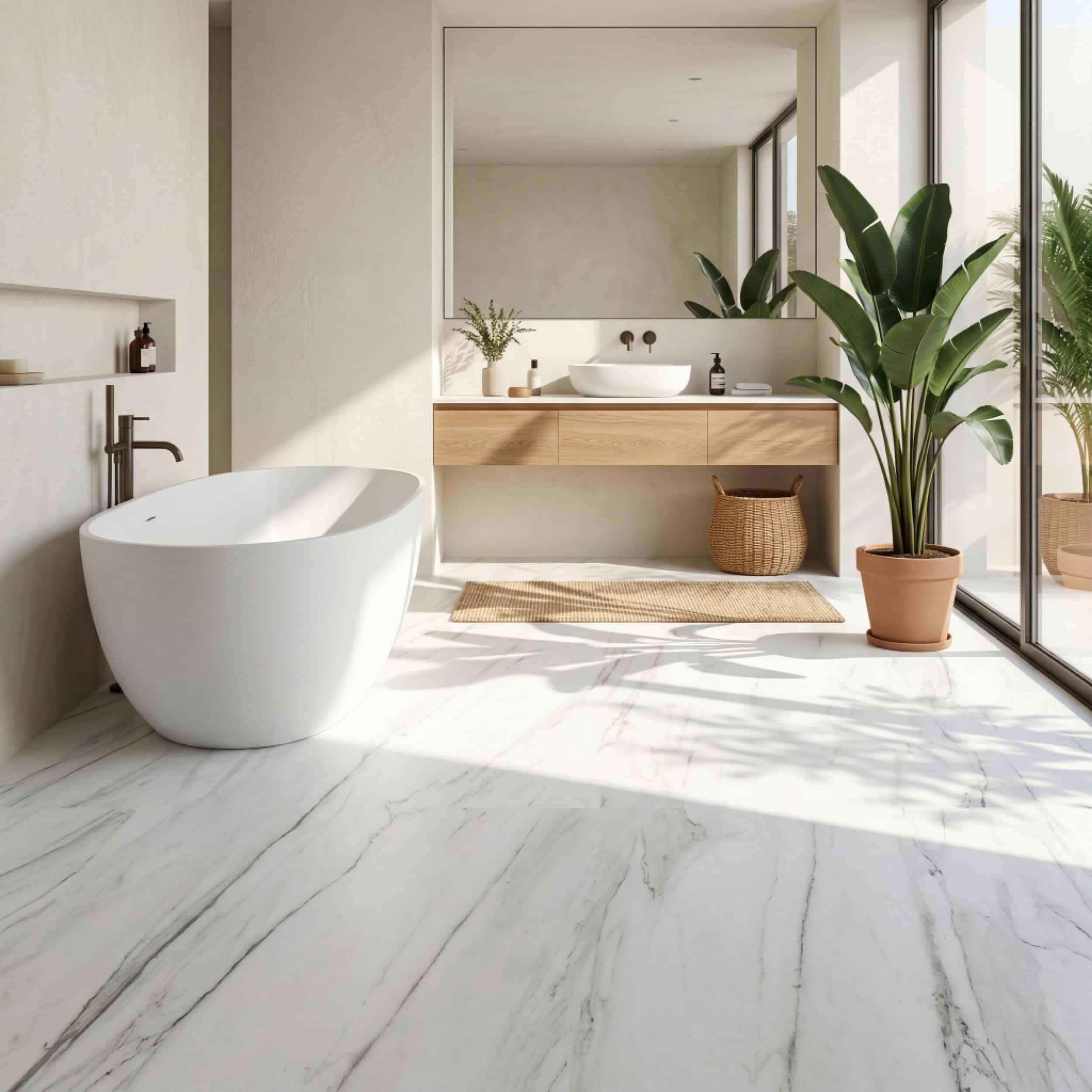Marmo SPC Michelangelo, Pavimento Effetto Marmo, Stone Polymer Composite, 30,5 x 91,5 cm, Spessore 5mm incluso materazzino fonoassorbente di 1mm, Per Interni, 24 Pezzi, 6,69m²