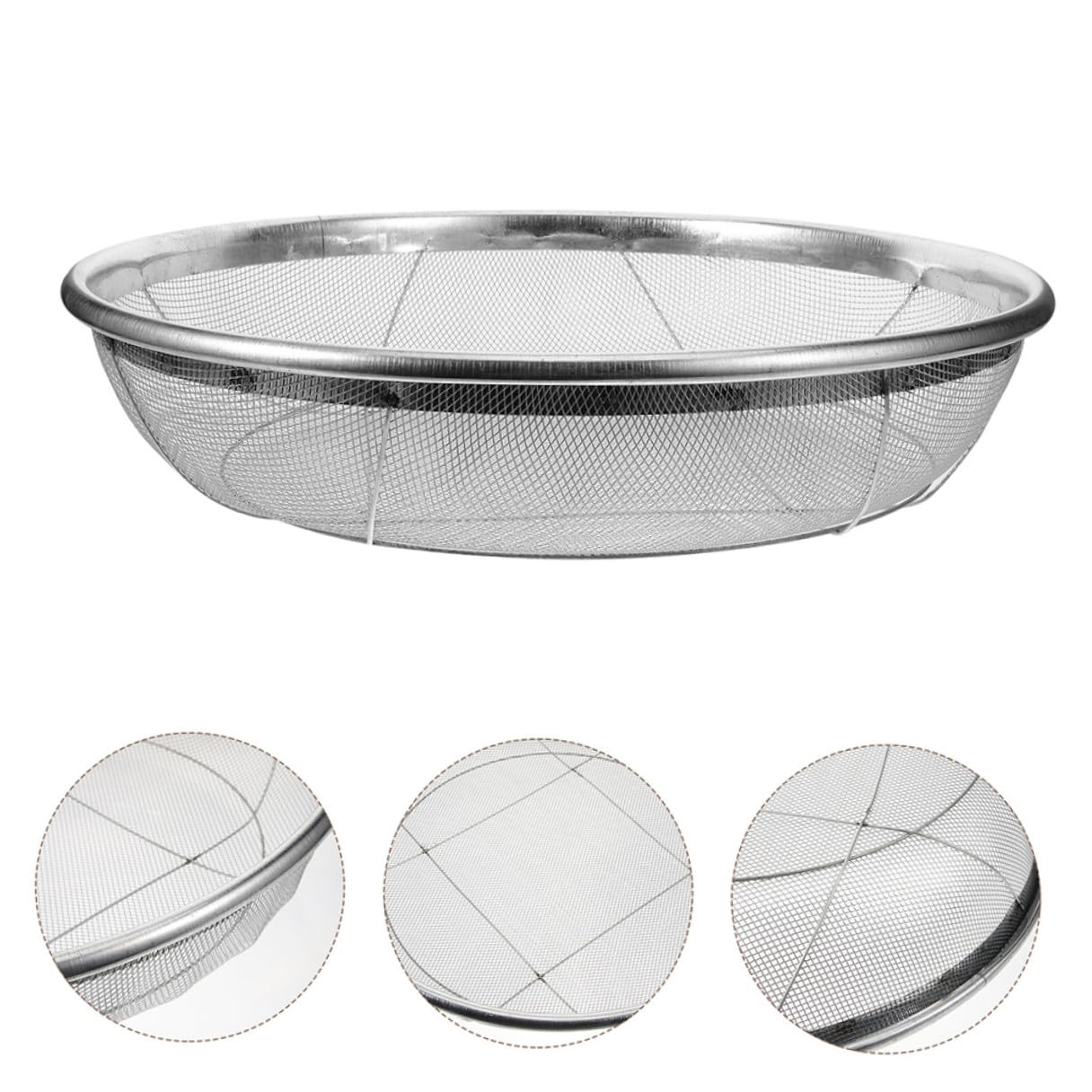 Gatuida Setaccio per Terreno in Acciaio Inox 42 Cm, Setaccio a Maglie 2 Mm per Giardinaggio, Filtro Manuale per Rocce e Sabbia, Utensile Leggero per Orto e Attività All’aperto